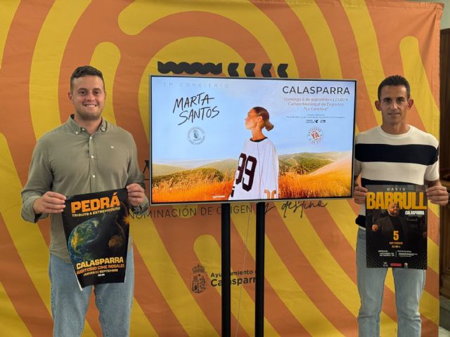 Marta Santos y David Barrull encabezan los conciertos de la Feria y Fiestas de Calasparra 2026 Marta Santos y David Barrull encabezan los conciertos de la Feria y Fiestas de Calasparra 2026