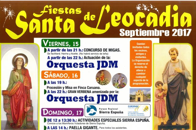 Las fiestas de Santa Leocadia en la diputación de La Sierra se celebran este próximo fin de semana, del 15 al 17 de septiembre, Foto 2