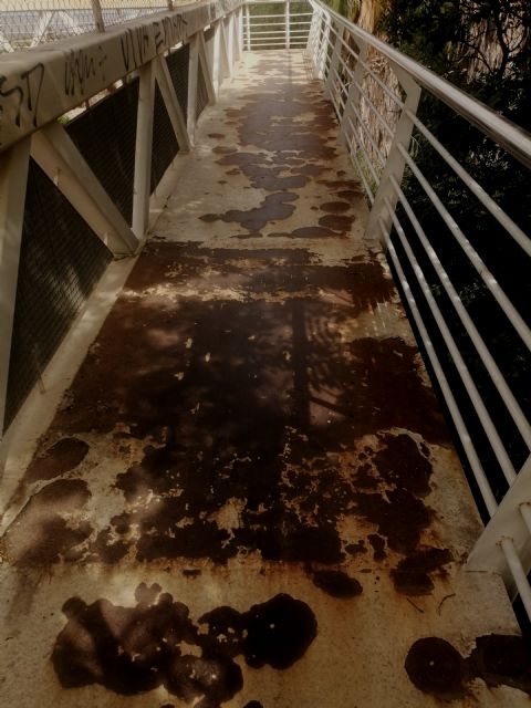Se oxida la pasarela peatonal sobre la vía del tren en la Avenida Diputación - 2, Foto 2