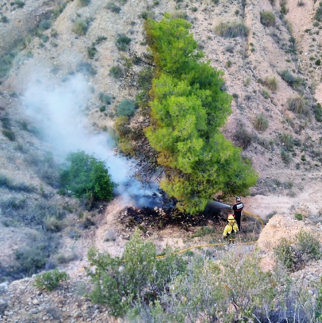 Efectivos del Plan Infomur dan por extinguido un incendio forestal declarado en la zona de El Rallerico en Totana, Foto 1