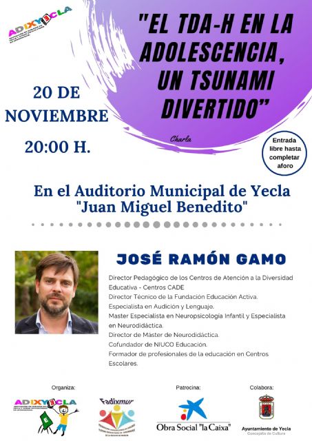 AdixYecla organiza la conferencia El TDA-H en la adolescencia, un tsunami divertido impartida por José Ramón Gamo - 2, Foto 2