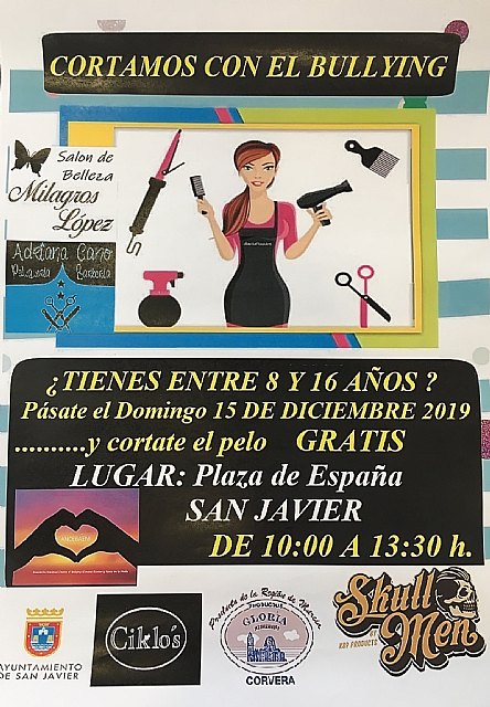 Corte de pelo solidario y gratuito en la plaza de España de San Javier para cortar con el bullying - 2, Foto 2