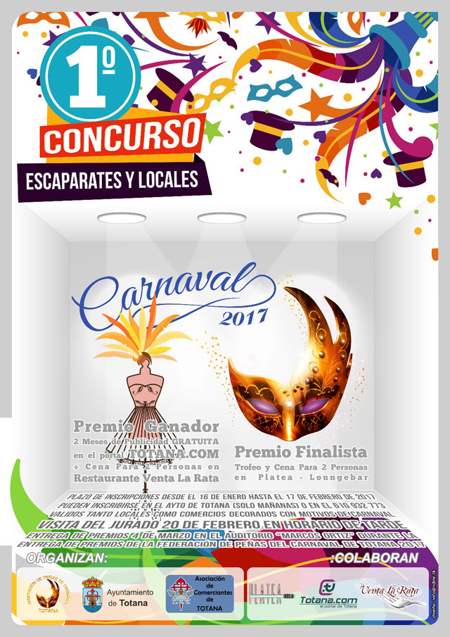 Se abre el plazo para participar en el I concurso de escaparates y locales de Carnaval Totana 2017