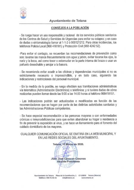 The Mayor's Office issues a municipal Bando reporting the measures of prevention and protection of the population to combat the spread of COVID-19, Foto 4