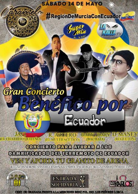 La Plataforma Región de Murcia con Ecuador organiza un concierto benéfico para este sábado en la discoteca Caramelo - 1, Foto 1