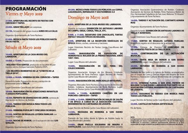 Roldán pone en valor nuestras tradiciones, patrimonio cultural, histórico y etnográfico con la celebración de La Fiesta de la Trilla los días 17, 18, y 19 de mayo - 2, Foto 2