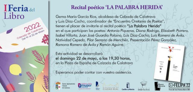 El recital poético 'La palabra herida' pondrá broche de oro a la I Feria del Libro de Calzada de Calatrava - 2, Foto 2