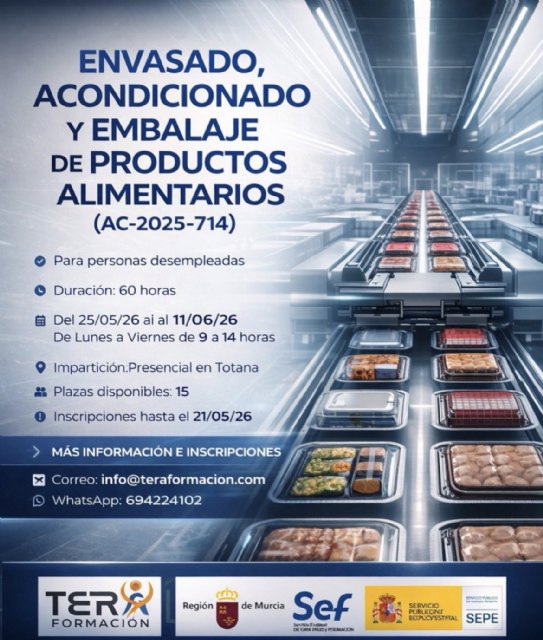 Tera Formación organiza en Totana un curso gratuito de envasado y embalaje de productos alimentarios para personas desempleadas - 2, Foto 2
