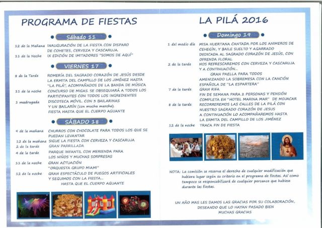 La pedanía de La Pilá celebra sus fiestas 2016 del Sagrado Corazón de Jesús este fin de semana - 2, Foto 2