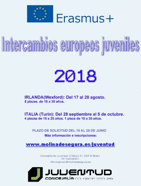 La Concejalía de Juventud oferta plazas para jóvenes de Molina de Segura en varios intercambios europeos en Irlanda e Italia, dentro del programa Erasmus+ - 1, Foto 1