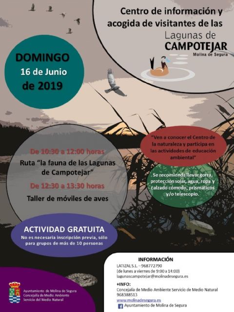 La fauna silvestre será objeto de estudio en el Centro de Información y Acogida de Visitantes de Las Lagunas de Campotéjar  Salar Gordo de Molina de Segura el domingo 16 de junio - 1, Foto 1