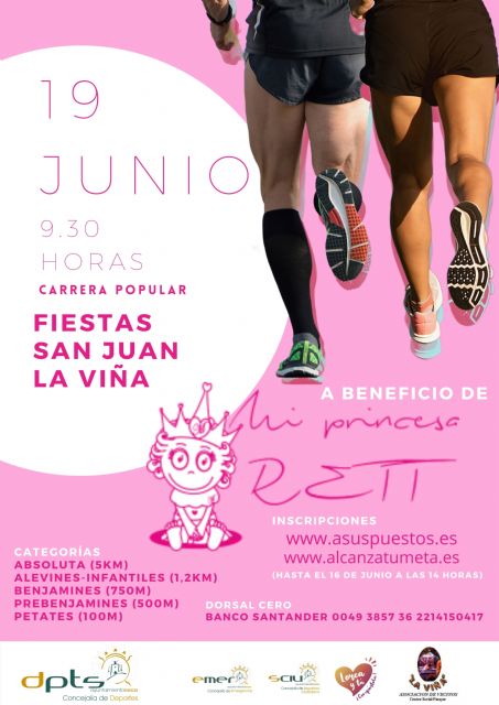 El Ayuntamiento de Lorca organiza para este domingo la tradicional carrera popular de La Viña a beneficio de la Asociación Mi Princesa de Rett - 1, Foto 1