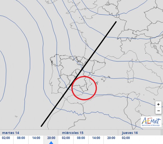 Las tormentas podrán ser fuertes en el interior de la Región de Murcia mañana martes, Foto 2