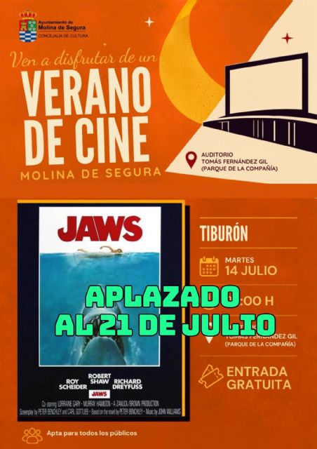El programa Un Verano de Cine 2026 aplaza la proyecci�n del martes 14 de julio al d�a 21 de julio