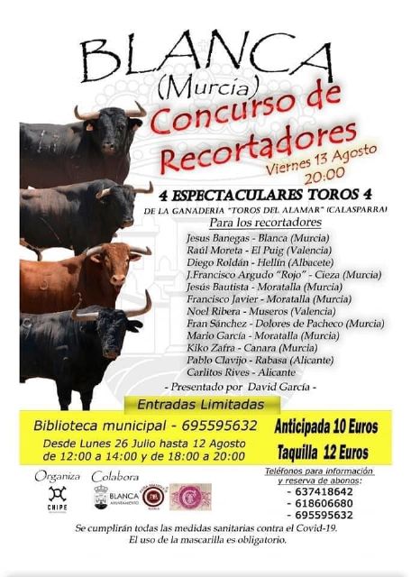 Arranca la feria taurina con el concurso recortes y el I Certamen de Novilladas Picadas Villa de Blanca - 1, Foto 1
