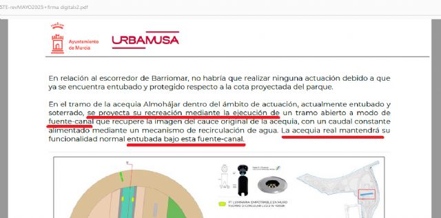 Huermur desmonta las mentiras del ayuntamiento en el “falso desentubado” de la acequia del Parque Oeste - 1, Foto 1