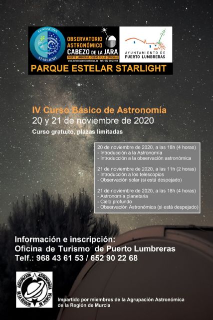 El Observatorio Astronómico del Cabezo de la Jara acogerá el 20 y 21 de noviembre el IV Curso Básico de Astronomía - 1, Foto 1