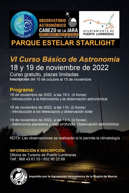 El Observatorio Astronómico del Cabezo de la Jara acogerá el VI Curso Básico de Astronomía - 2, Foto 2