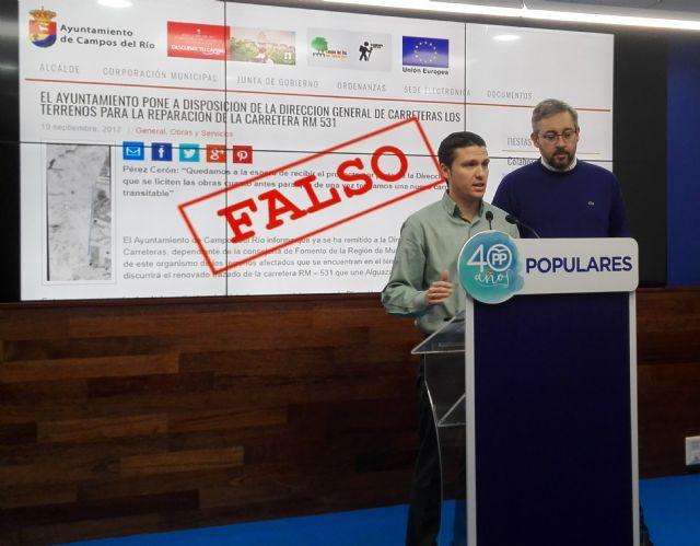 El PP denuncia que la alcaldesa del Campos del Río engaña a los vecinos al asegurar que dispone de los terrenos para ampliar la   carretera con Alguazas - 2, Foto 2