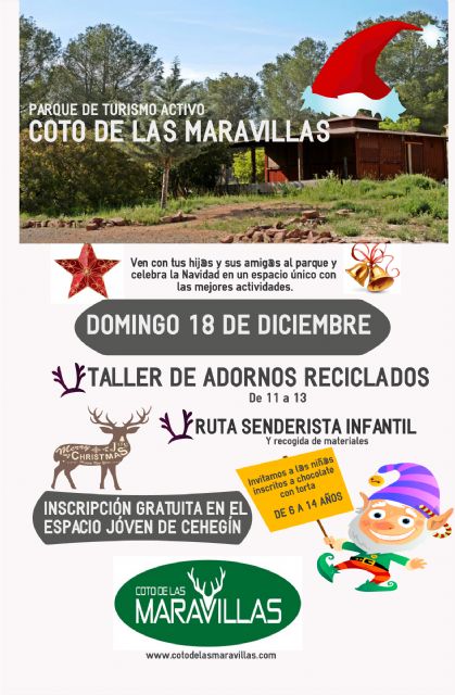 El taller de adornos reciclados y ruta senderista infantil tendrá lugar el próximo domingo, 18 de diciembre, en el Coto de las Maravillas - 1, Foto 1