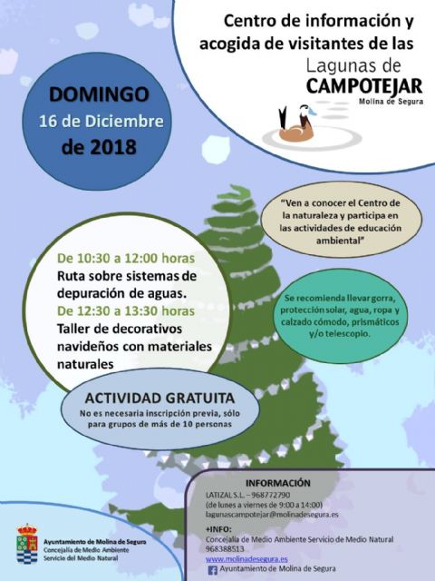 El Centro de Visitantes de Las Lagunas de Campotéjar  Salar Gordo de Molina de Segura invita a conocer los sistemas de depuración de aguas y sus usos el domingo 16 de diciembre - 1, Foto 1