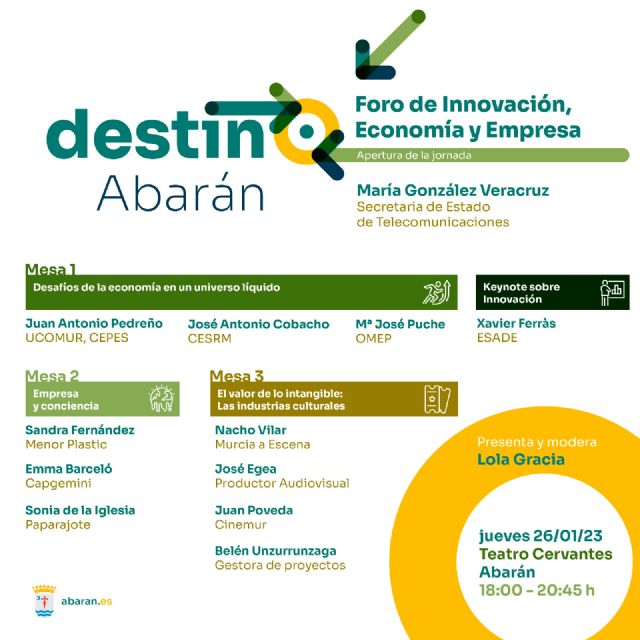 Destino Abarán reunirá a empresas y expertos para tratar de innovación, conciencia e industrias culturales el próximo 26 de enero - 1, Foto 1