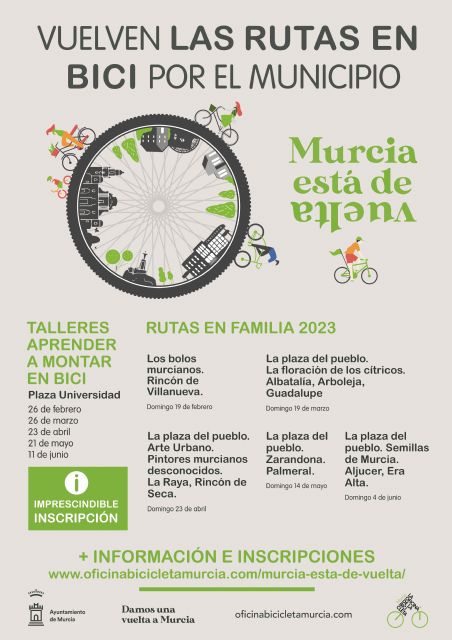 El Ayuntamiento de Murcia ofrece 5 talleres para aprender a montar en bicicleta y 5 rutas por pedanías - 1, Foto 1