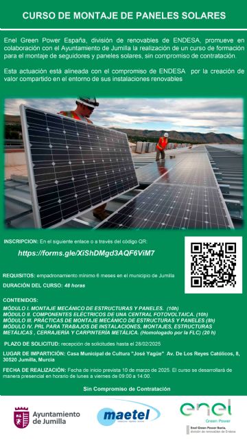 Jumilla acogerá un curso gratuito de montaje de paneles solares - 1, Foto 1