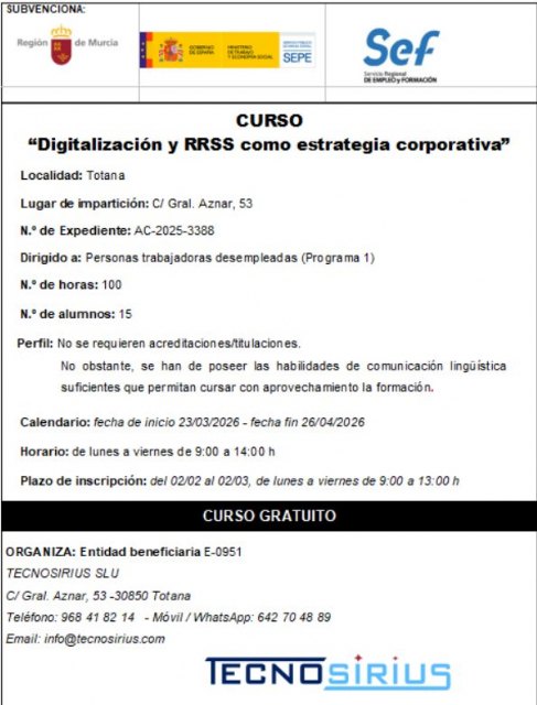 Totana impulsa un curso gratuito sobre digitalización y redes sociales como estrategia corporativa - 2, Foto 2