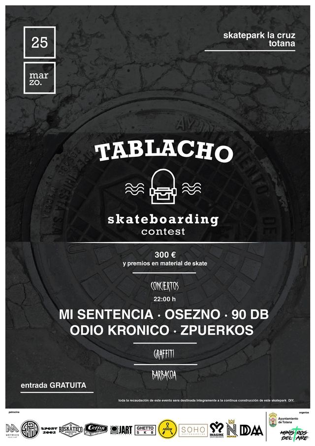 El Tablacho Skateboarding Contest tendrá lugar el sábado 25 de marzo en el Skatepark La Cruz de Totana, Foto 2