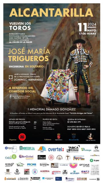 El festival benéfico taurino Memorial Dámaso González donará la recaudación al Comedor Social de Alcantarilla - 3, Foto 3