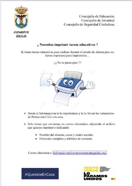 El Ayuntamiento pone en marcha un servicio de impresión y reparto de tareas educativas para estudiantes sin recursos - 1, Foto 1