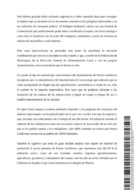 El Ayuntamiento de Puerto Lumbreras solicita 11.000 mascarillas a la Delegación del Gobierno para proteger a toda la población - 2, Foto 2