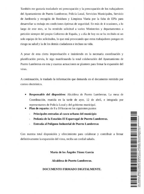 El Ayuntamiento de Puerto Lumbreras solicita 11.000 mascarillas a la Delegación del Gobierno para proteger a toda la población - 3, Foto 3