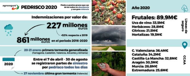 Las tormentas de pedrisco, cada vez más frecuentes y más violentas, dejan 861 millones en indemnizaciones en la agricultura en los últimos cinco años - 1, Foto 1