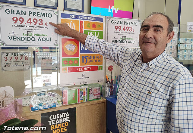Un boleto de La Primitiva sellado en Totana deja casi 100.000 euros, Foto 1