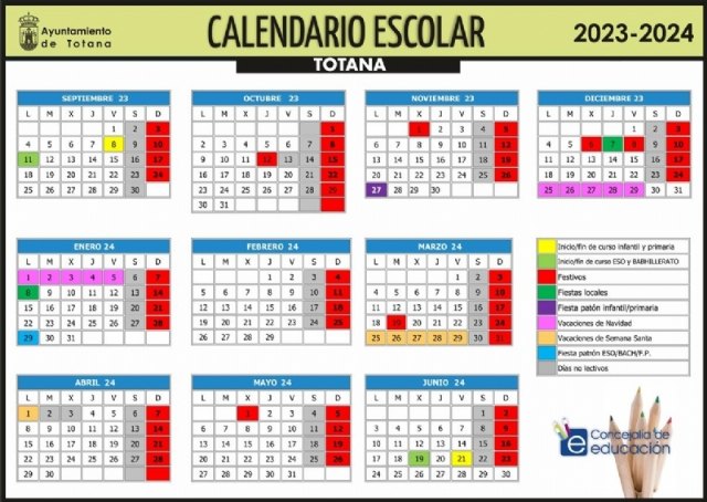 La Comunidad Autónoma da luz vede al calendario escolar del curso 2023/24 en el municipio de Totana, Foto 1