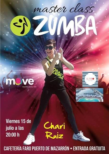 MOVE organiza una Master Class de Zumba mañana viernes en cafetería El Faro de Puerto de Mazarrón, Foto 1