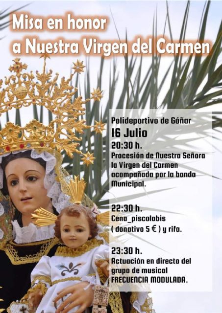 La pedanía de Góñar inicia sus fiestas patronales en honor a la Virgen del Carmen este sábado - 1, Foto 1