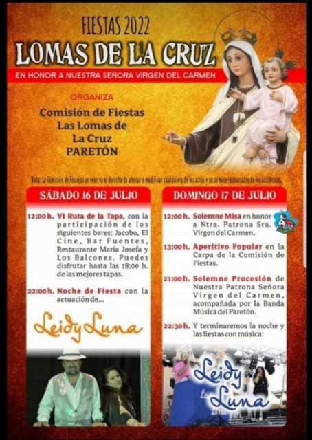 Las fiestas patronales de Las Lomas de la Cruz, de El Paretón, se celebran este próximo fin de semana, los días 16 y 17 de julio, Foto 2
