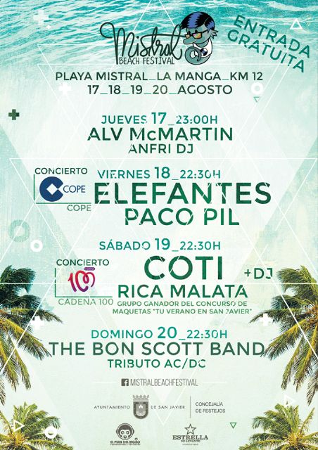 Coti ofrece el concierto central del Mistral Beach Festival que llenará La Manga de Música del 17 al 20 de agosto - 3, Foto 3