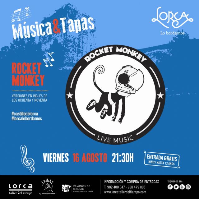 La Rocket Monkey, Live Music Band será la protagonista, este próximo viernes, 16 de agosto, de la actividad Música & Tapas en el castillo de Lorca - 1, Foto 1