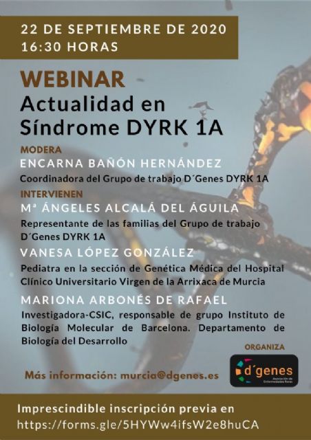 D´Genes organiza un webinar sobre el Síndrome DYRK 1A el próximo 22 de septiembre