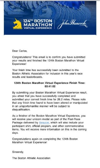 Carlos Ortiz García-Vaso del Club Cuatro Santos Cartagena finaliza la maratón de Boston - 1, Foto 1