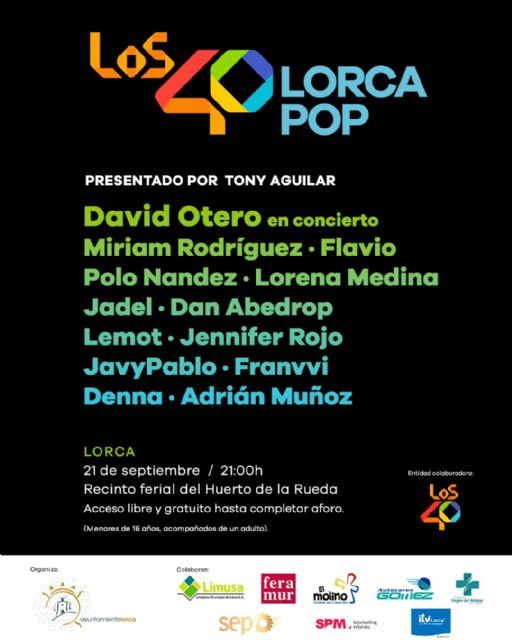 David Otero, Miriam Rodríguez, Flavio o Polo Nández actuarán en LOS40 Lorca Pop el 21 de septiembre en el recinto Ferial del Huerto de La Rueda - 1, Foto 1