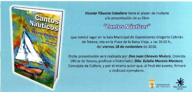 El ilustrador y escritor Vicente Tiburcio presenta su libro Cantos náuticos el próximo viernes, 18 de noviembre, Foto 2