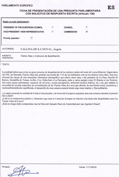 Izquierda Unida lleva al Parlamento Europeo la situación de las Tierras Altas de Lorca - 1, Foto 1