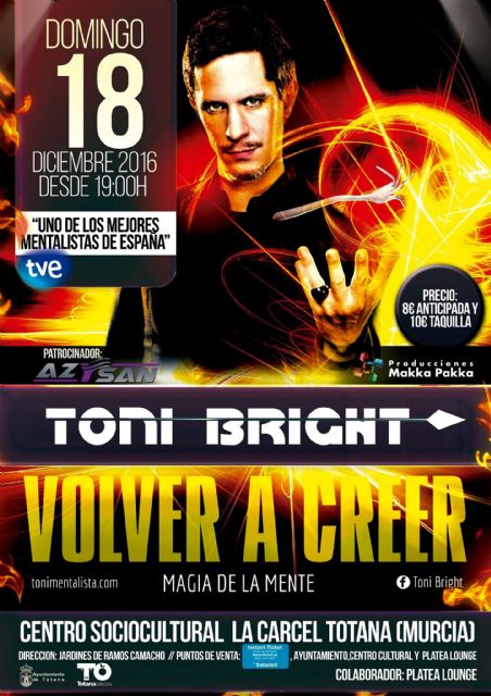 The magic show "Rebelde", by the mentalist Toni Bright, will take place next Sunday, Foto 1
