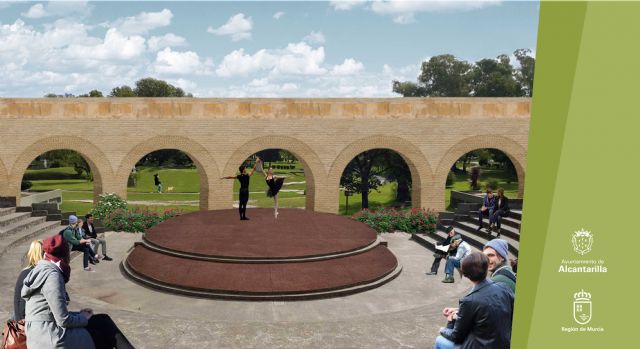 Un anfiteatro con los arcos del acueducto como fondo en las nuevas zonas de cultura y ocio junto al Museo de la Huerta de Alcantarilla - 4, Foto 4