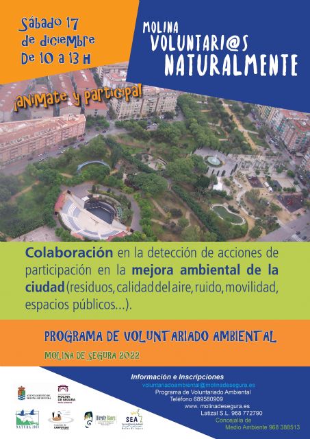 El Programa de Voluntariado Ambiental ¡Molina, Voluntari@s Naturalmente! centrará su atención en la participación en la mejora ambiental de la ciudad el sábado 17 de diciembre - 1, Foto 1